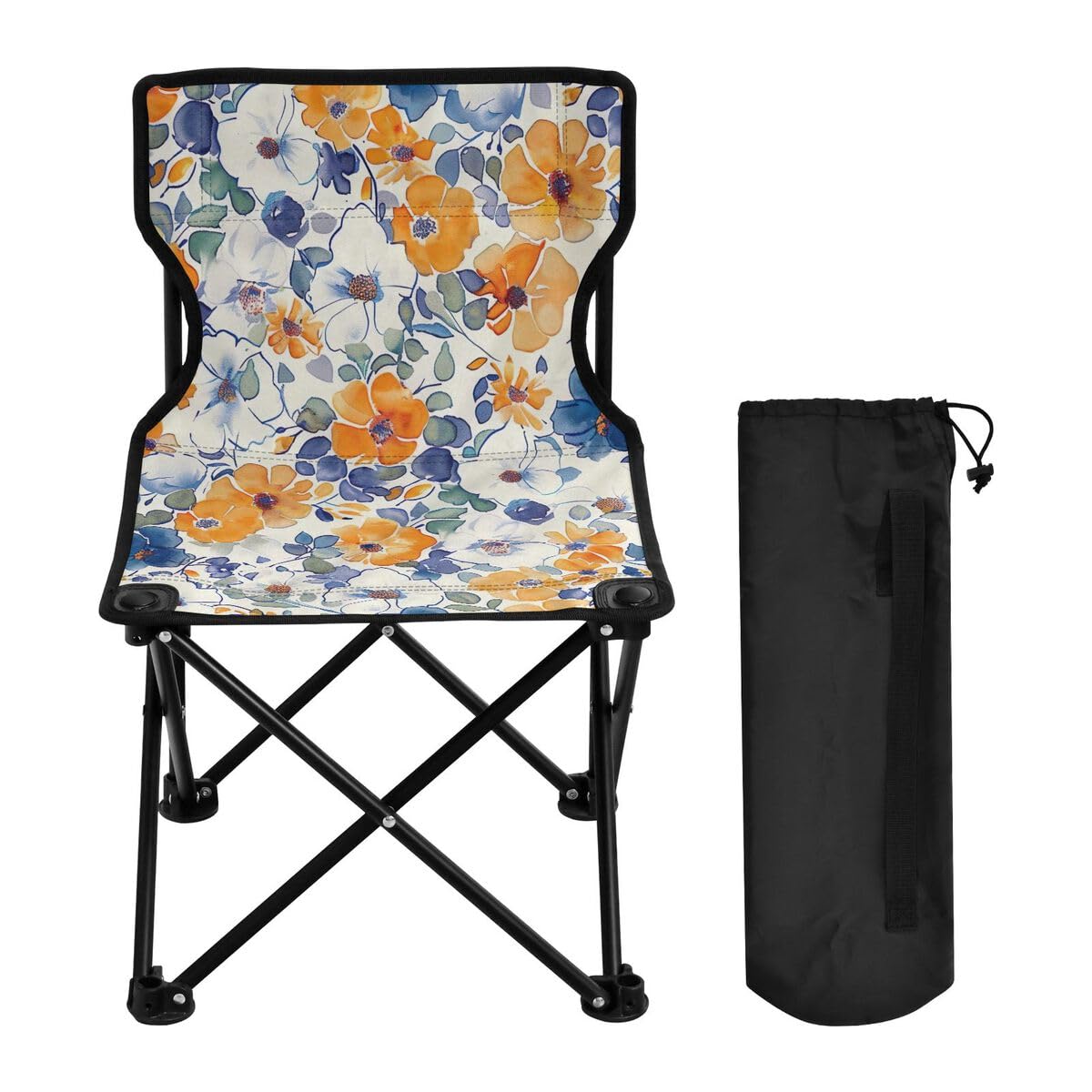 Bella sedia da campeggio pieghevole con fiori colorati per adulti e bambini, sedia pieghevole leggera adatta per esterni. Sedie per spiaggia, prato, campeggio, pesca e giardino
