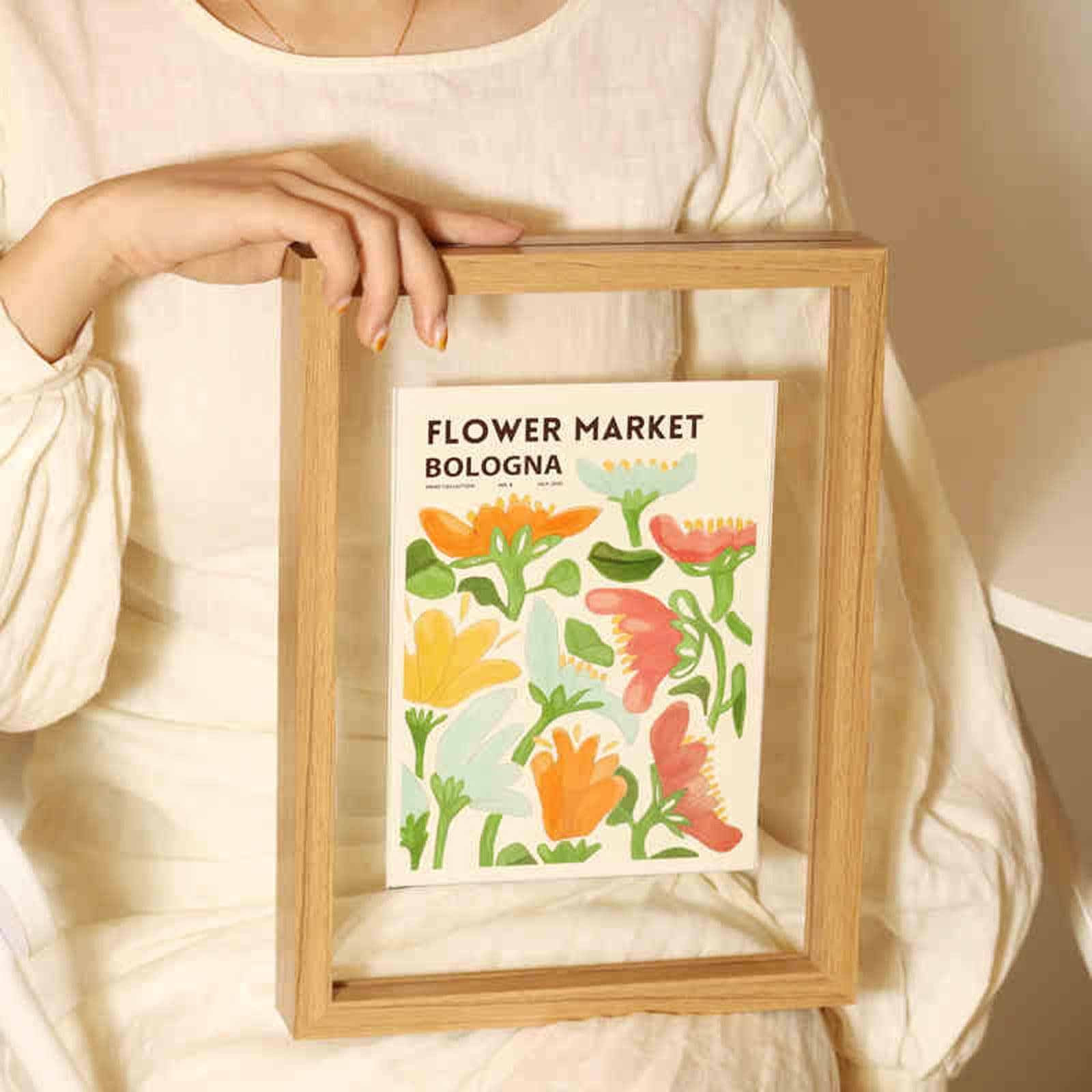Double Sided Floating Photo Frame, Wood Double-Sided Floating Photo Frame, Multicolor, Multiple Sizes(Walnut,[50 * 70cm])
