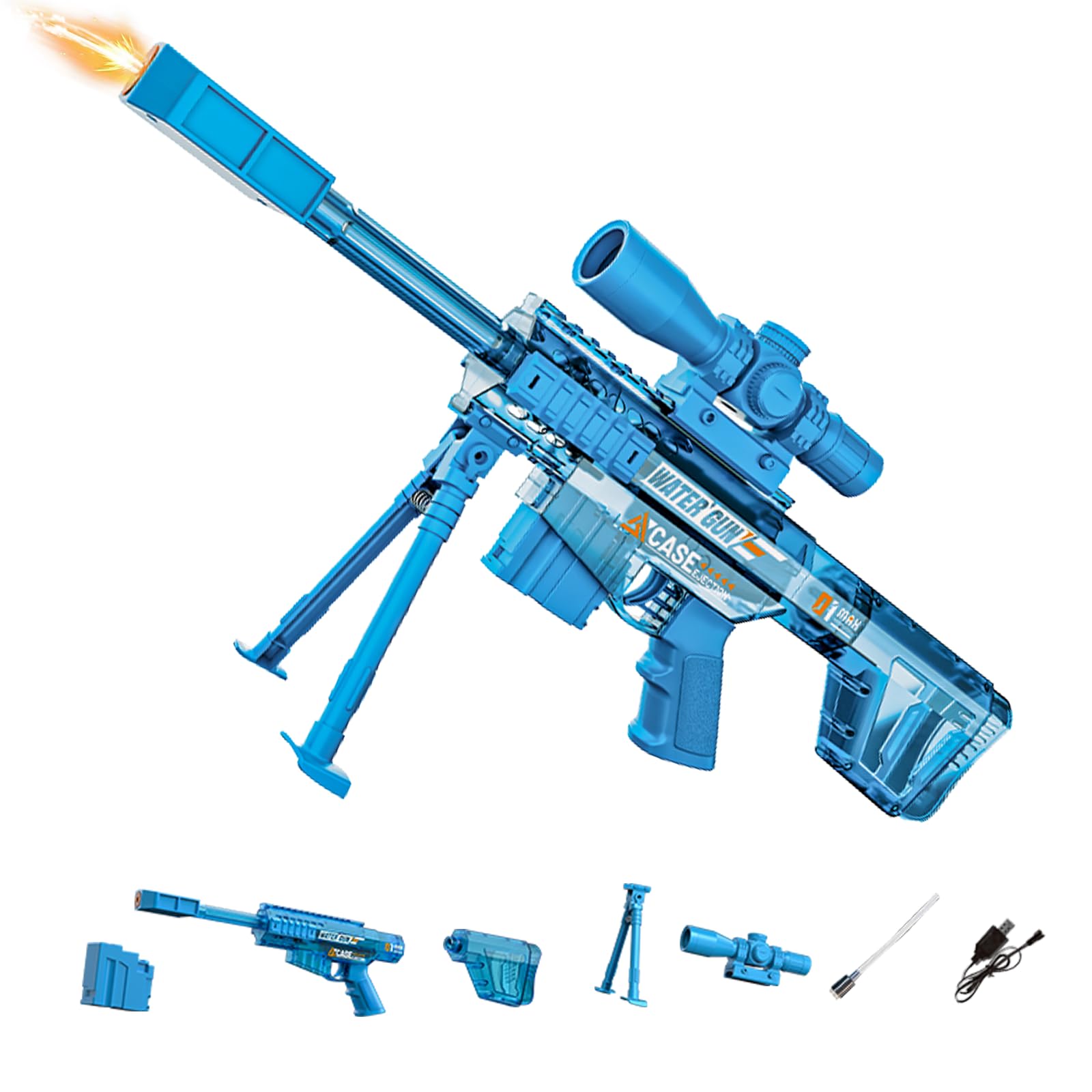 Maxee Pistola ad acqua elettrica, pistola a spruzzo automatica con un pulsante, per bambini, adulti, piscina, feste, spiaggia all'aperto, blu
