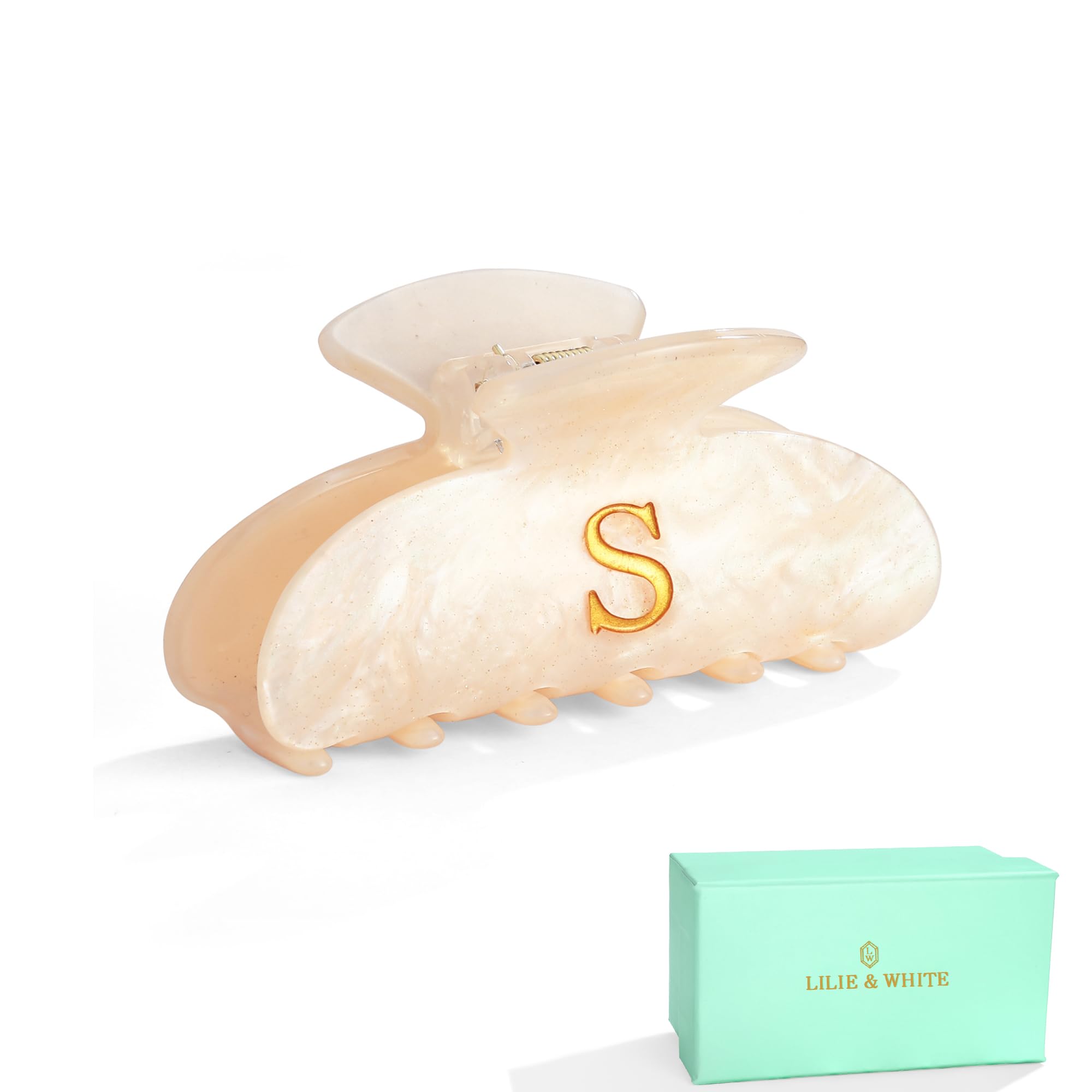 LILIE&WHITE Birthday Gifts for Women Acrylic Letter Hair Clips For Women Stylish S Monogram Hair Claw Glitter Claw Clips Elegant And Durable Hair