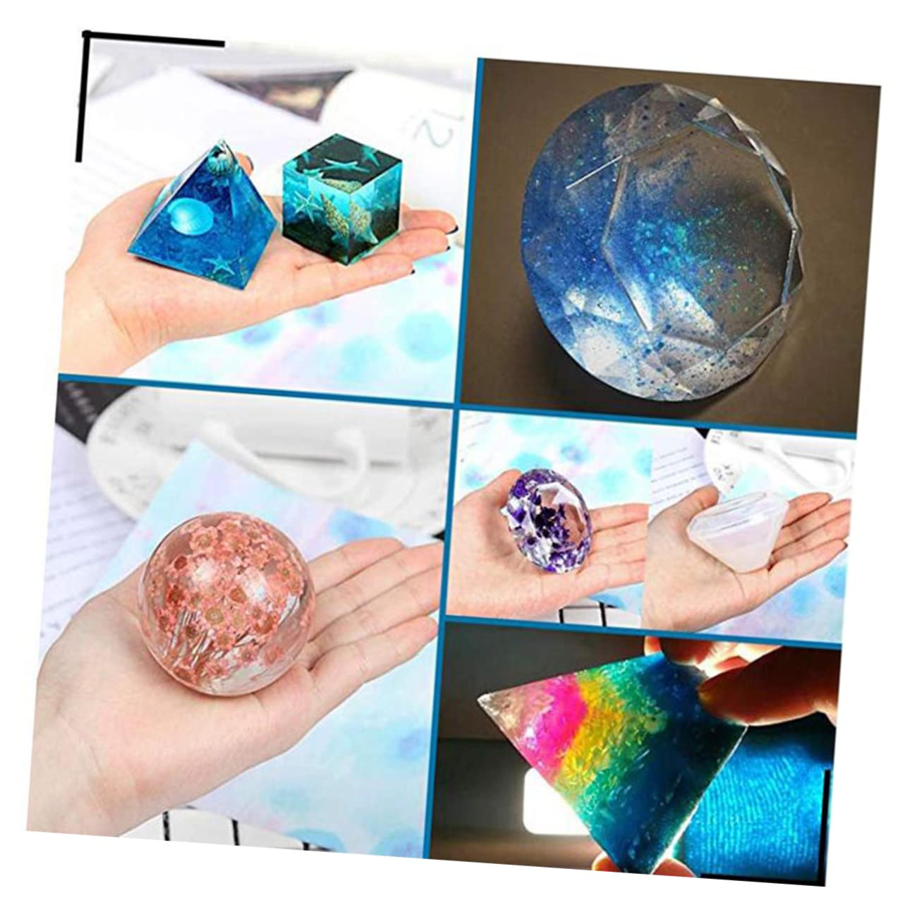 18stücke Silikonformen Für Harz Transparent Diy-schmuckformen Gießformen Für Epoxidharz Kugel Kubische Diamantpyramide Formen Mit Holzstäbchen Und Messbecher