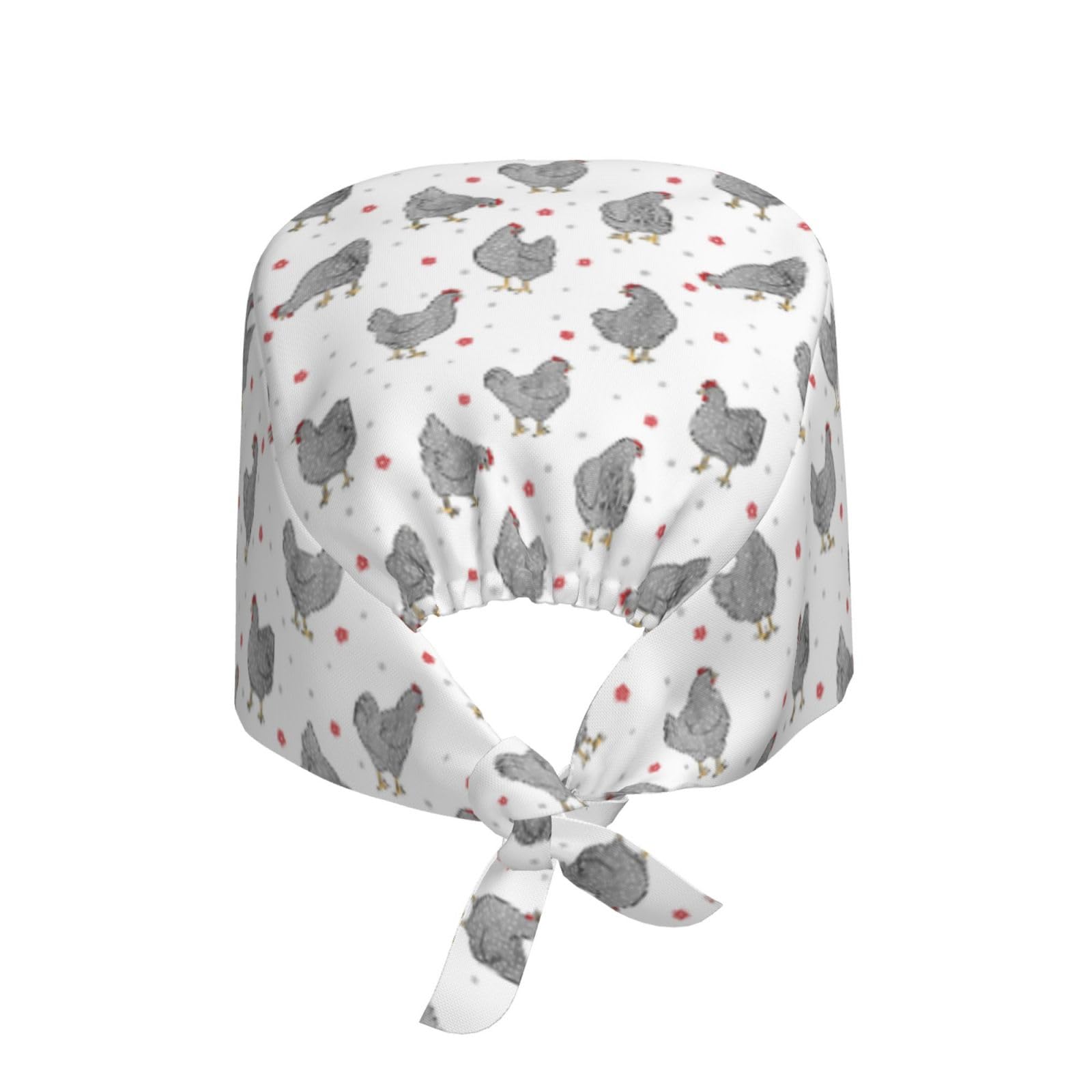 Kuilepa Funny Chicken Print Working Caps With Sweatband Adjustable Working Hats Elastic Scrub Hats Nurse Scrub Cap