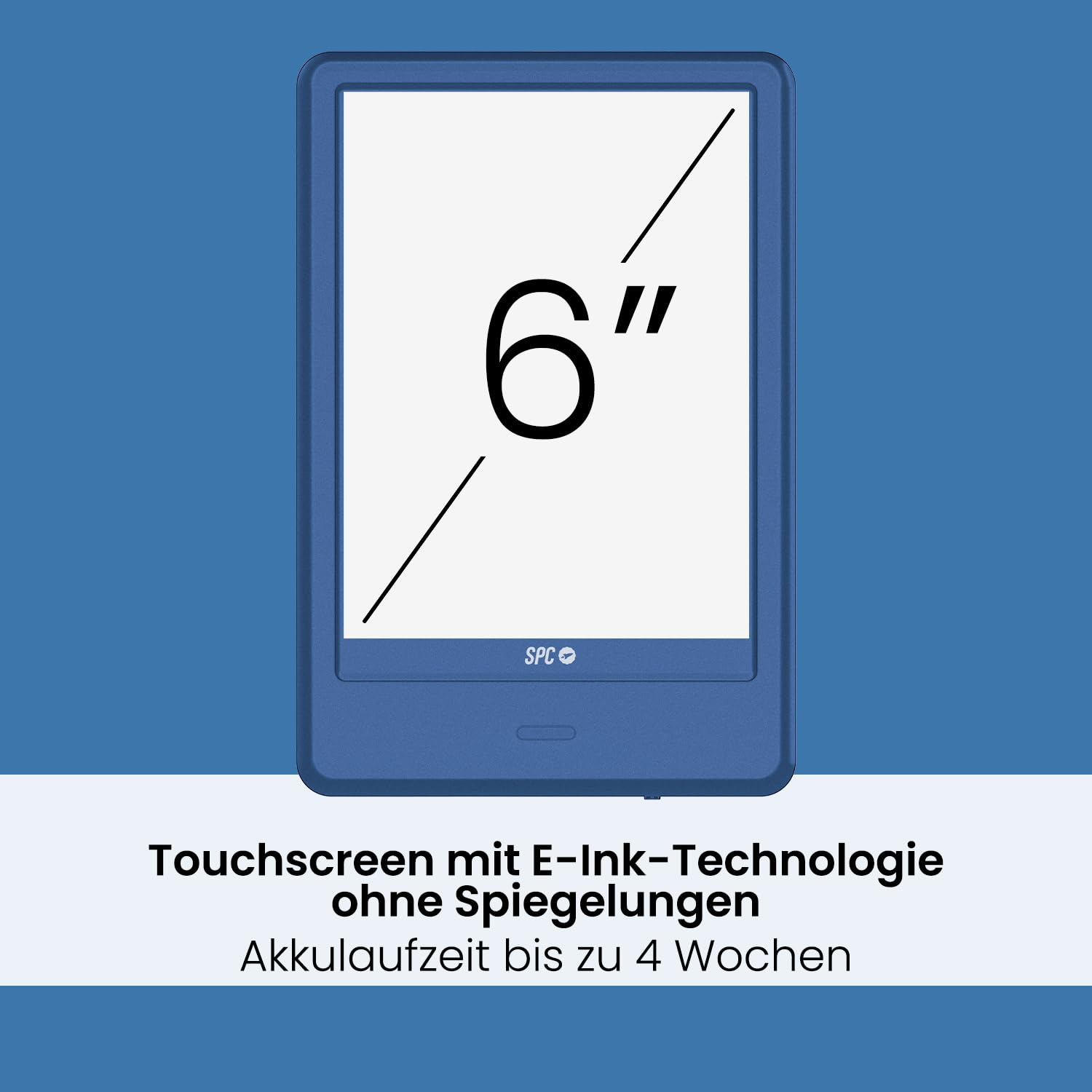 SPC Dickens Light 2 Pro + Schutzhülle | eBook 6 Zoll E-Ink Touchscreen, Einstellbare Helligkeit und Farbtemperatur, 8GB-Speicher, 1 Monat Akkulaufzeit, Leicht und schlank - Blau