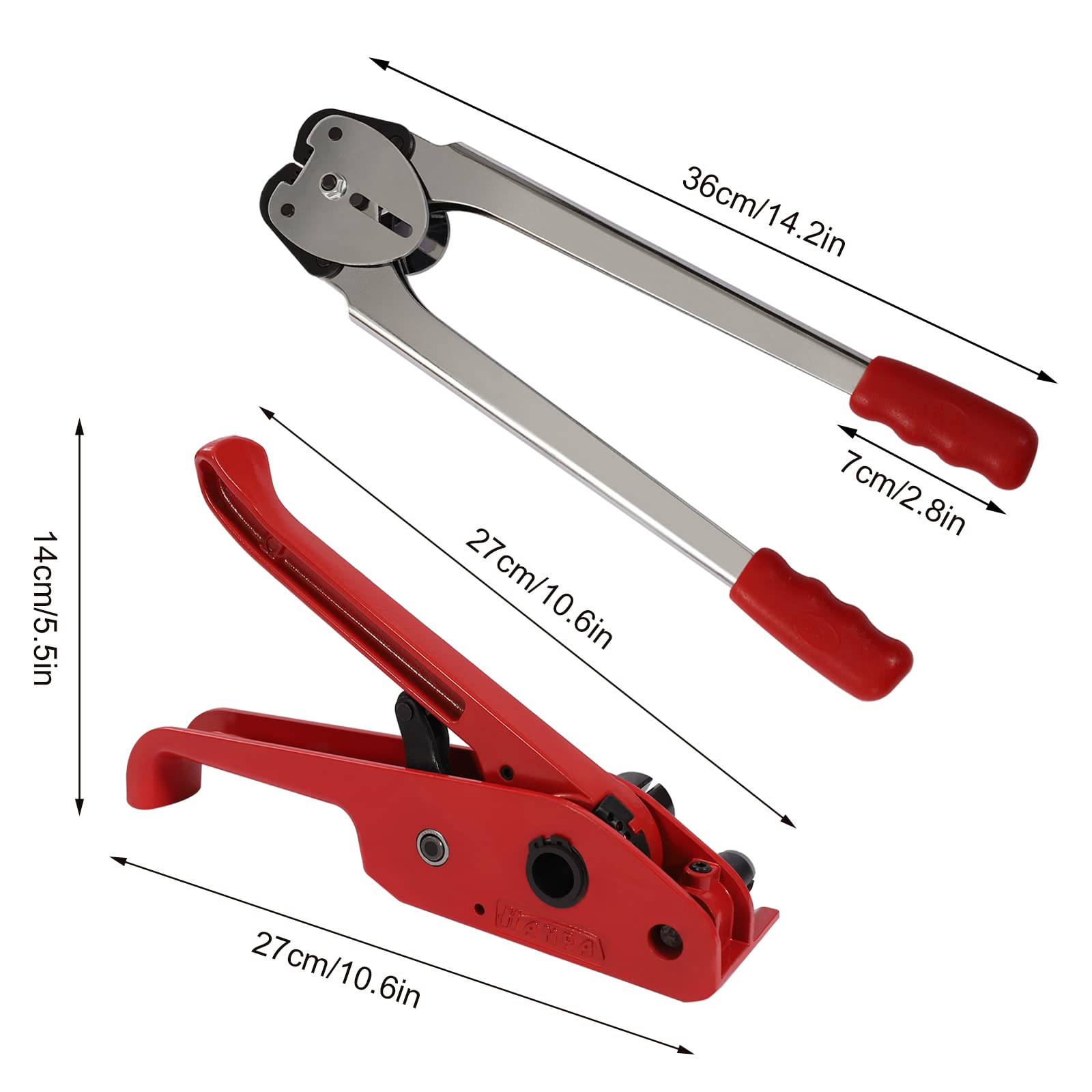Umreifungsset, Manuelle Umreifungsgerät mit Spanngerät Max Spannkraft 1000N Verpackungswerkzeug für 12-16 mm Umreifung