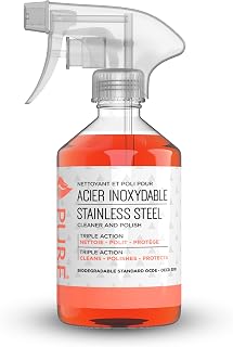 PureNature Stainless Steel Cleaner - Biodegradable & Safe - Protects, Cleans and Polishes Metal Surfaces - 500 ml