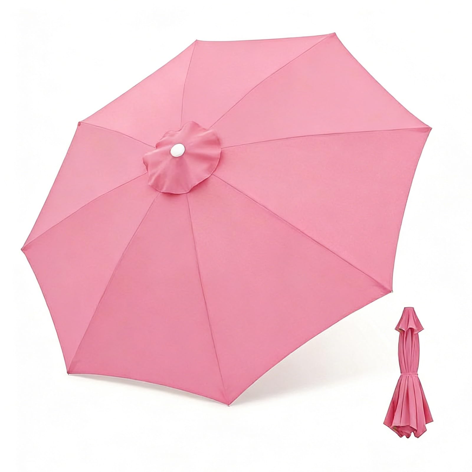 2-4m Replacement Parasol Canopy for Garden Umbrella, 6/8 Arms Patio Anti-UV Umbrella Fabric Replacement Parasol Fabric Cover for Outdoor Market, Waterproof Polyester Cloth(Pink,3.5m/8 Arms)