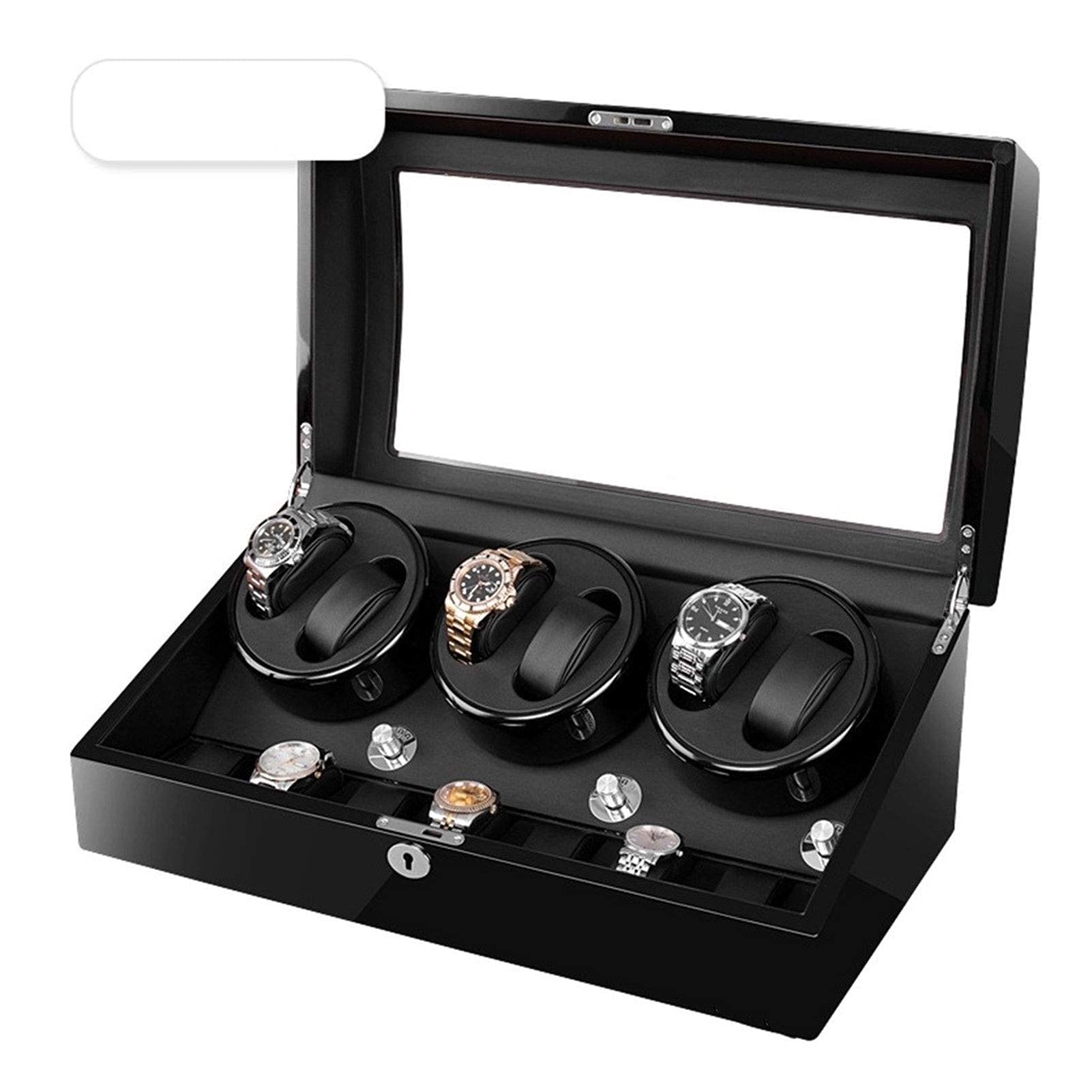 Estuche enrollador de Relojes automático de Lujo 6+7, Estuche de Almacenamiento de Cuero con Expositor, Caja enrolladora de Relojes, rotación automática B, B, B，B