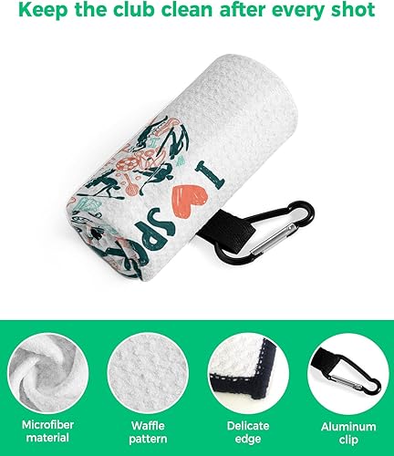 Miniatura 4 de SEVENBABU Golf Towels for Golf Bags with Clip - Funny Microfiber Waffle Pattern Golf Towel I Love Sport Healthy Exercise Golf Accessories for Men