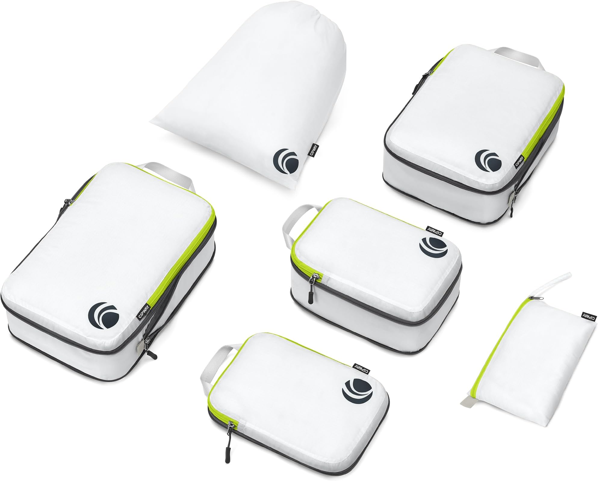 Cipway Compression Packing Cubes for Travel-Expandable Luggage Organizer Set Pack More in Less Space,Travel Gear Accessories (White 2pcs) (White 6pcs)