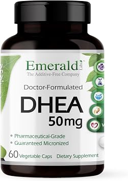 Emerald Labs DHEA 50mg - Adrenal Support Supplement to Help Hormone Balance* - Gluten-Free - 60 Vegetable Capsules 60-Day Supply