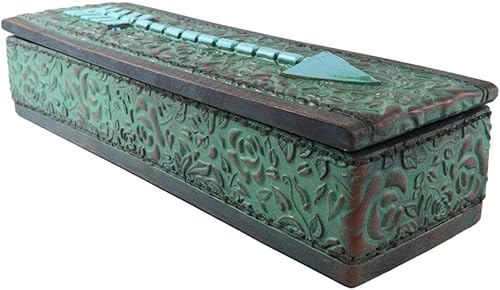 Miniatura 4 de Ebros Gift Patrones rústicos del suroeste de encaje floral con flecha de espíritu turquesa rectangular decorativo joyero figurita acento tribal