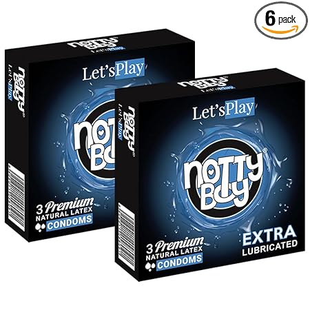 NOTTY BOY LetsPlay Plain Extra Lubricated Condom For Men - 6 Count (Pack of 2)