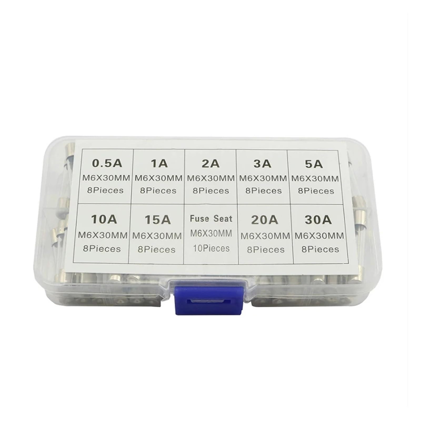 Fusibile 82 PZ 6x30mm 0,5-30A Fusibile in Vetro a Fusione Rapida Fusibili in Vetro a Fusione Rapida Kit Assortiti con Scatola di plastica 250V
