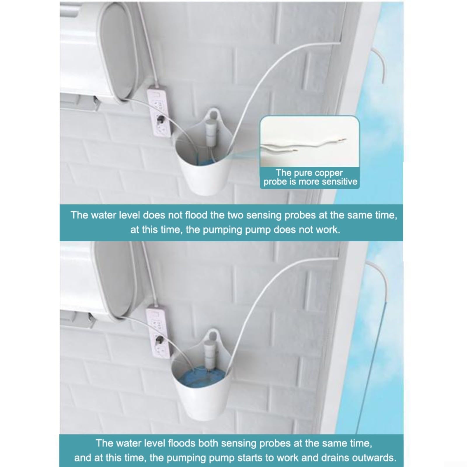 Pompe de vidange de condensat USB automatique avec faible consommation d'énergie, système de drainage de l'eau pour installation de climatiseur, fonctionnement silencieux (5 mètres)
