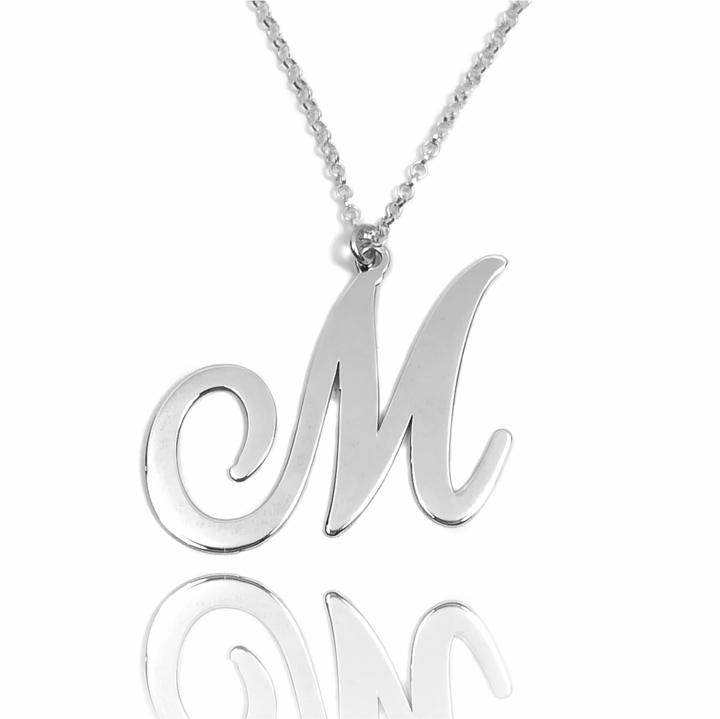 Collar inicial en plata de ley 925 | Letras del abecedario personalizadas | Colgante con inicial 35 mm | Joyería regalo mujer elegante. Modelo Letra Grande