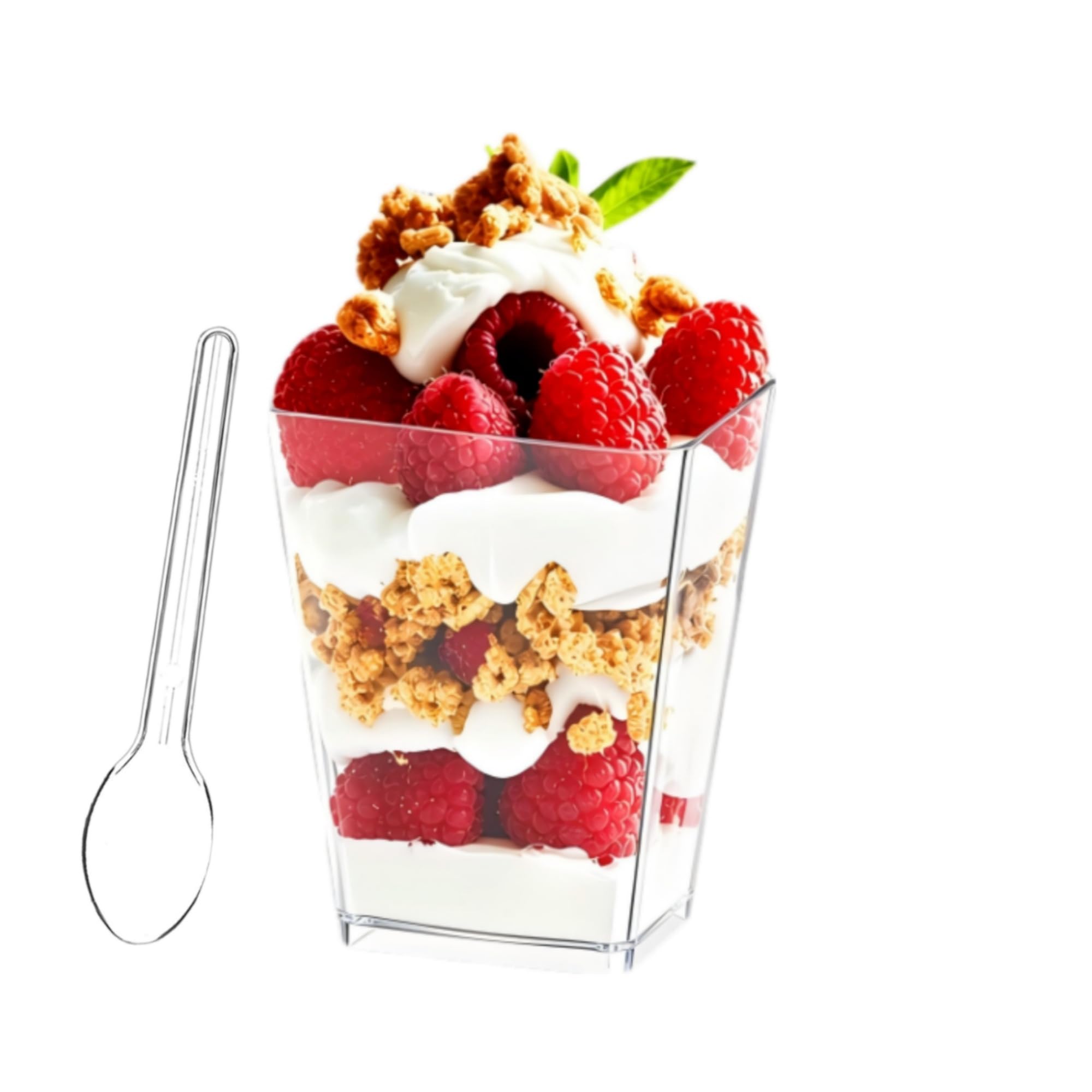 Transparent Dessert Cups with Spoons - 5oz -1 Transparent Dessert Cups with Spoons - 5oz -1