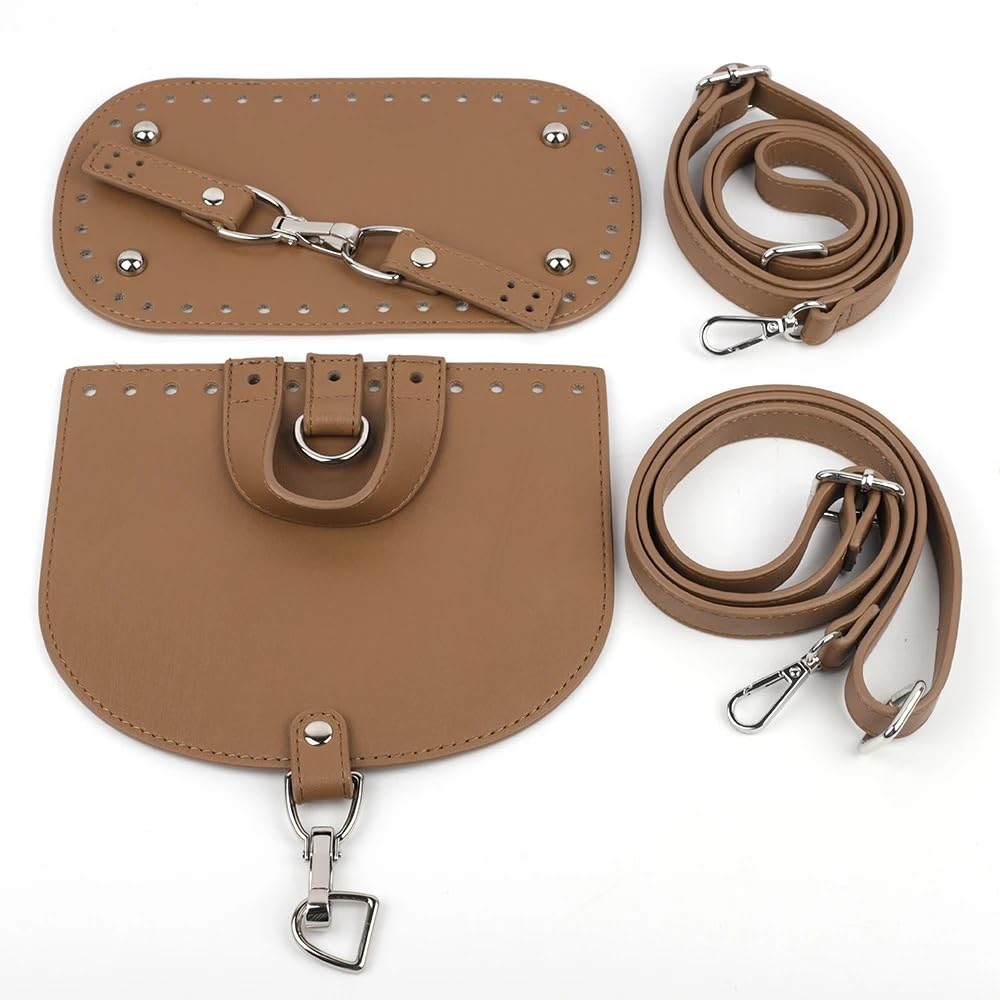 Kit de fabricación de bolsas Bolso hecho a mano Diy, bolso tejido con correa for el hombro de cuero, conjunto de parte inferior del bolso con accesorios de paquete de Hardware for bolso de mujer, moch