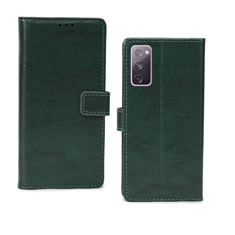 Inktree Samsung Galaxy S20 FE Flip Case | Premium Leather Finish | with Card Pockets | Wallet Stand |Complete Protection Flip Cover for Samsung Galaxy S20 FE - Vintage Green