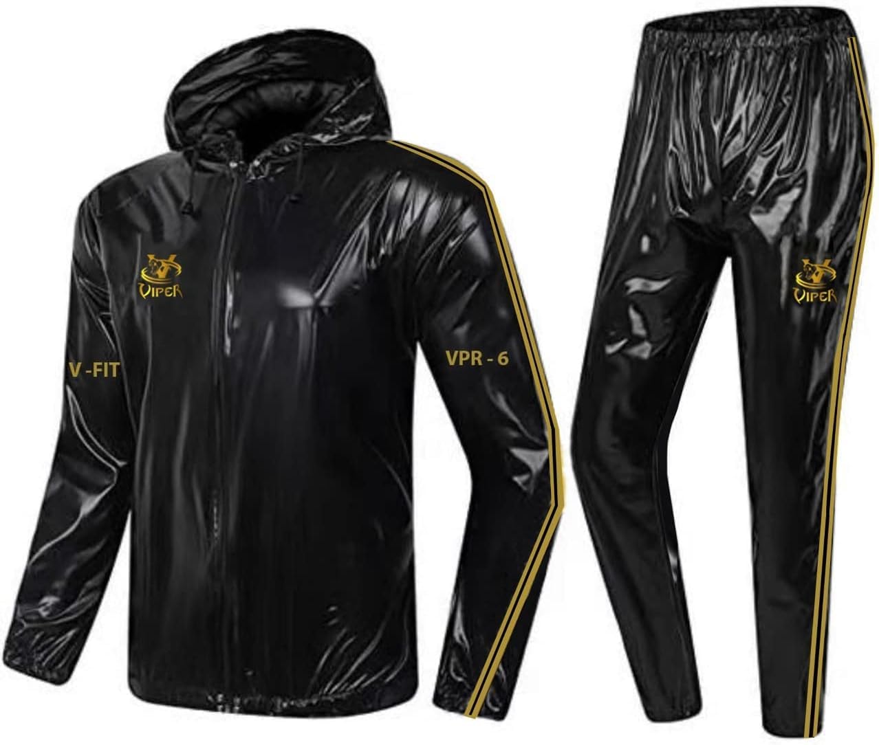 VIPER Sauna Suit for Weight loss Sweat Suit Fitness Training Boxing Martial Arts Yoga Workout with Hoodie 100% PVC L