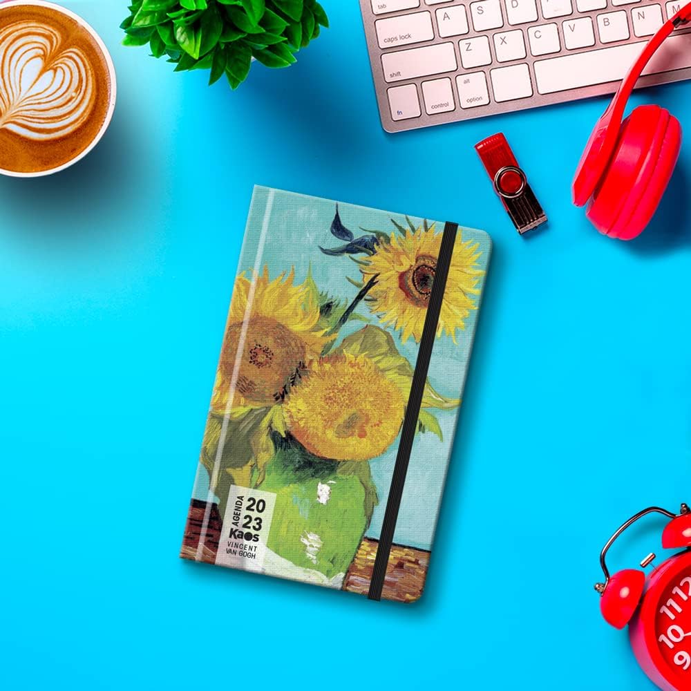 KAOS Weekly Planner 2023-12 Months with Planner, Pocket 9 x 14 cm, Easy to Carry, Hard Cover, Flat Elastic Band, Bookmark - Image 4