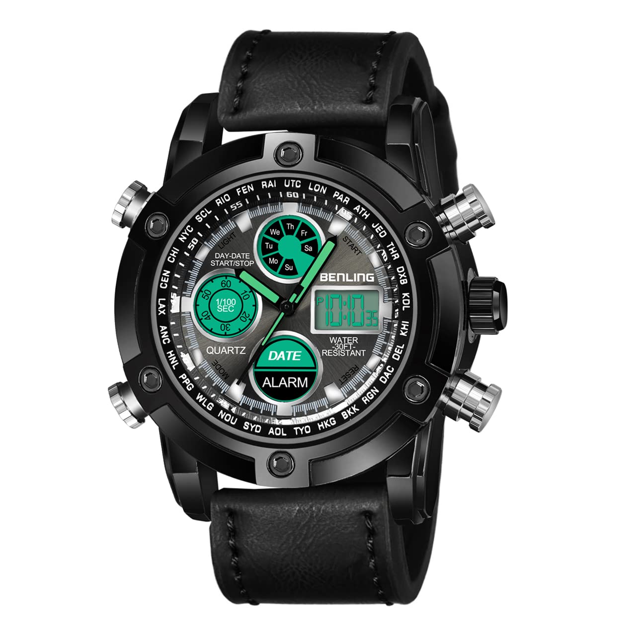 Benling Analog Digital Multifunctional Sport Watch, Backlight LED Display, Small 32mm Dial, Alarm, Stopwatch, Water-Resistant for Men and Boys (52mm Large, Black) (B09SWWPHSX) Amazon Price History, Amazon Price Tracker