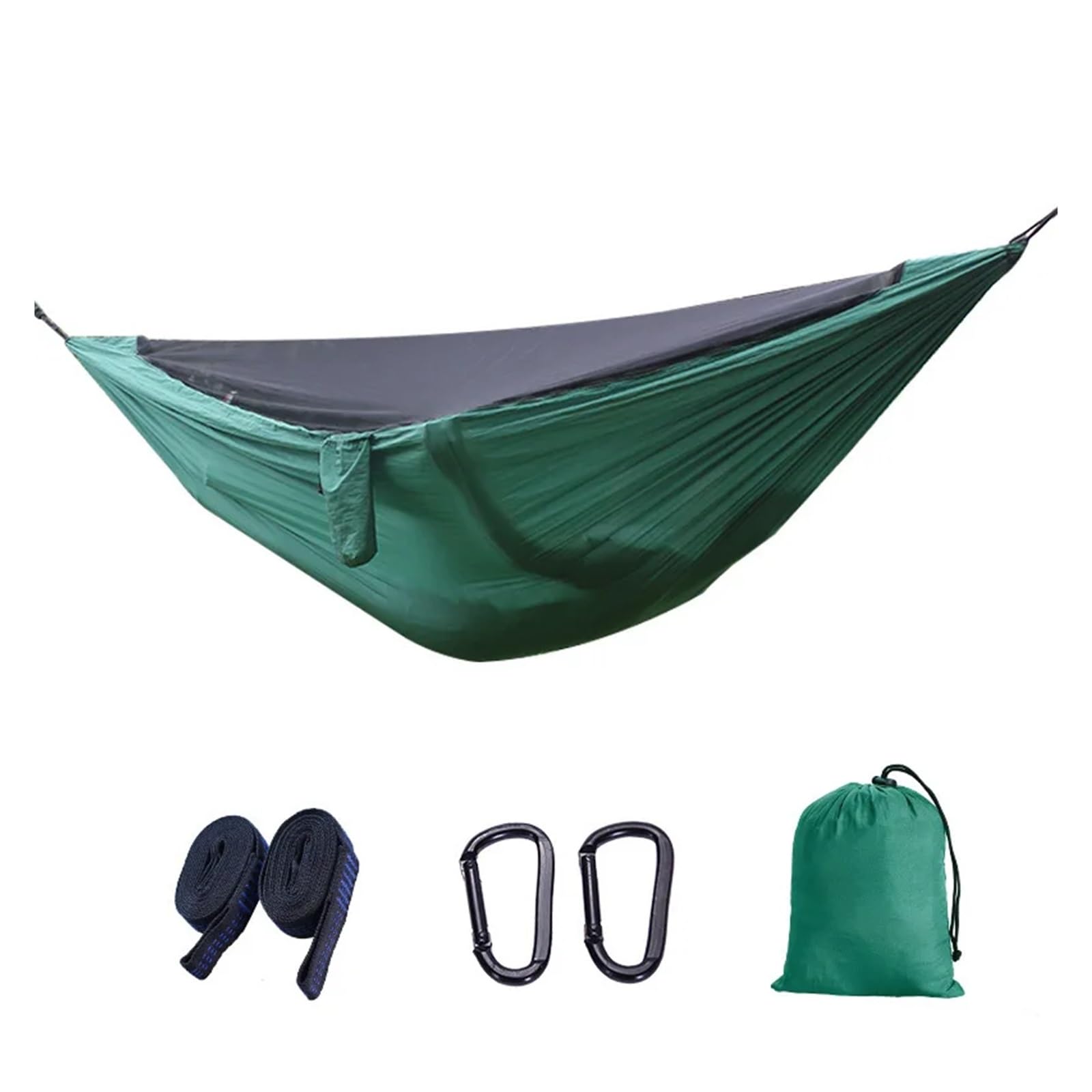 Camping Hammock Single Portable Hammocks,Great for Outdoor,Indoor,Camping,Portable for Travel/Backpacking/Beach/Backyard(Dark or deep green)