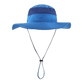Home Prefer Men\'s Sun Hat UPF 50+ Wide Brim Bucket Hat Windproof Fishing Hats (Bright Blue)