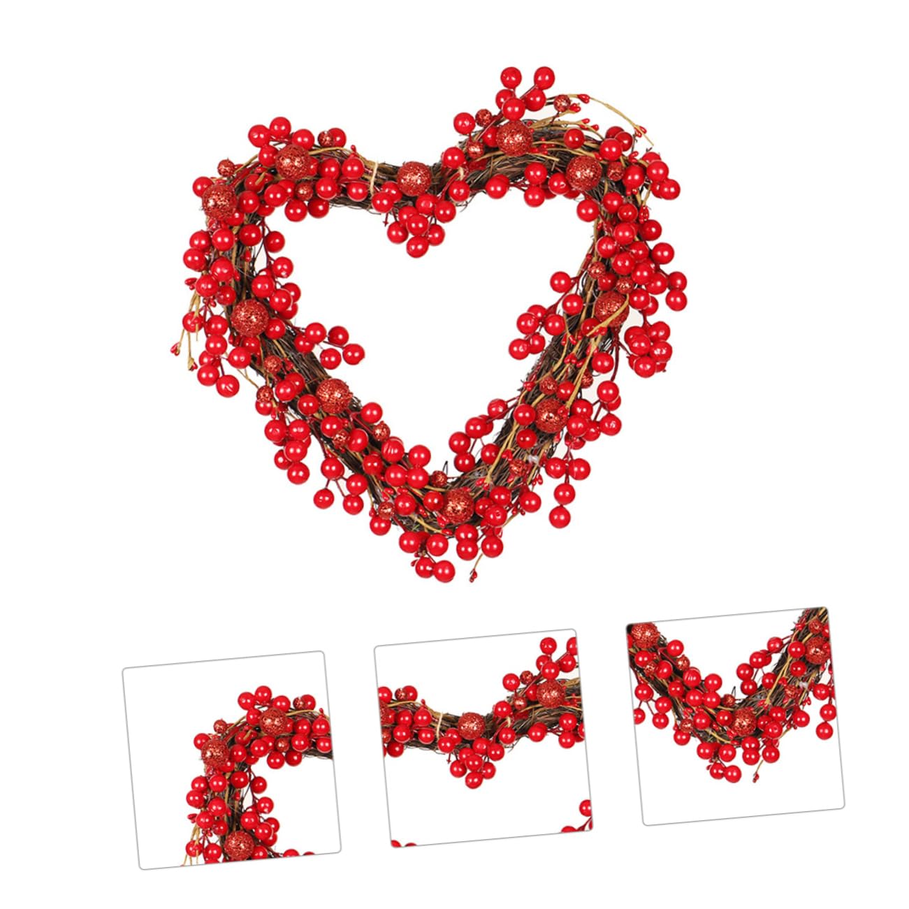 Roter Beeren Kranz Aus Rattan Für Valentinstag Herzförmige Dekoration Für Haustür Romantischer Wandschmuck Für Hochzeiten Und Partys