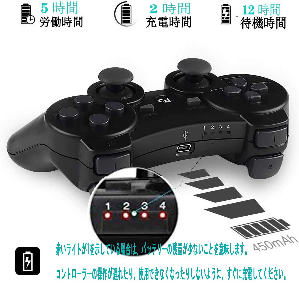 Amazon.co.jp: Aoityle PS3対応 ワイヤレスコントローラー 互換 USB 