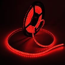 BENETECH 短色 LEDテープライト● 24Ｖ 高輝度 5M 300連 防水IP65 切断可能 白ベース/LED 強力粘着両面テープ 正面発光 SMD 5050 (赤)