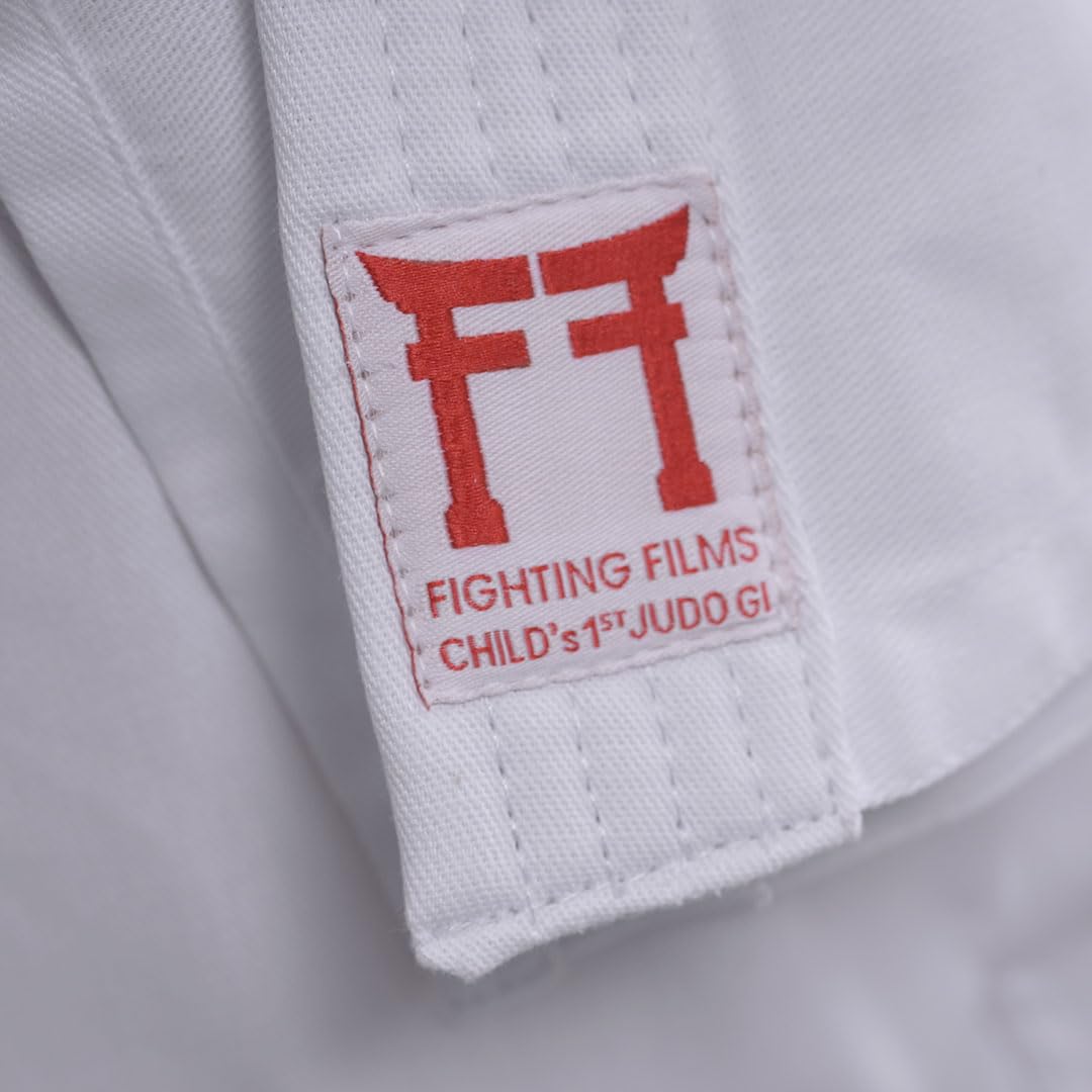 Kimono judo infantil de tela (185 g, algodón de alta calidad, talla 110 cm)