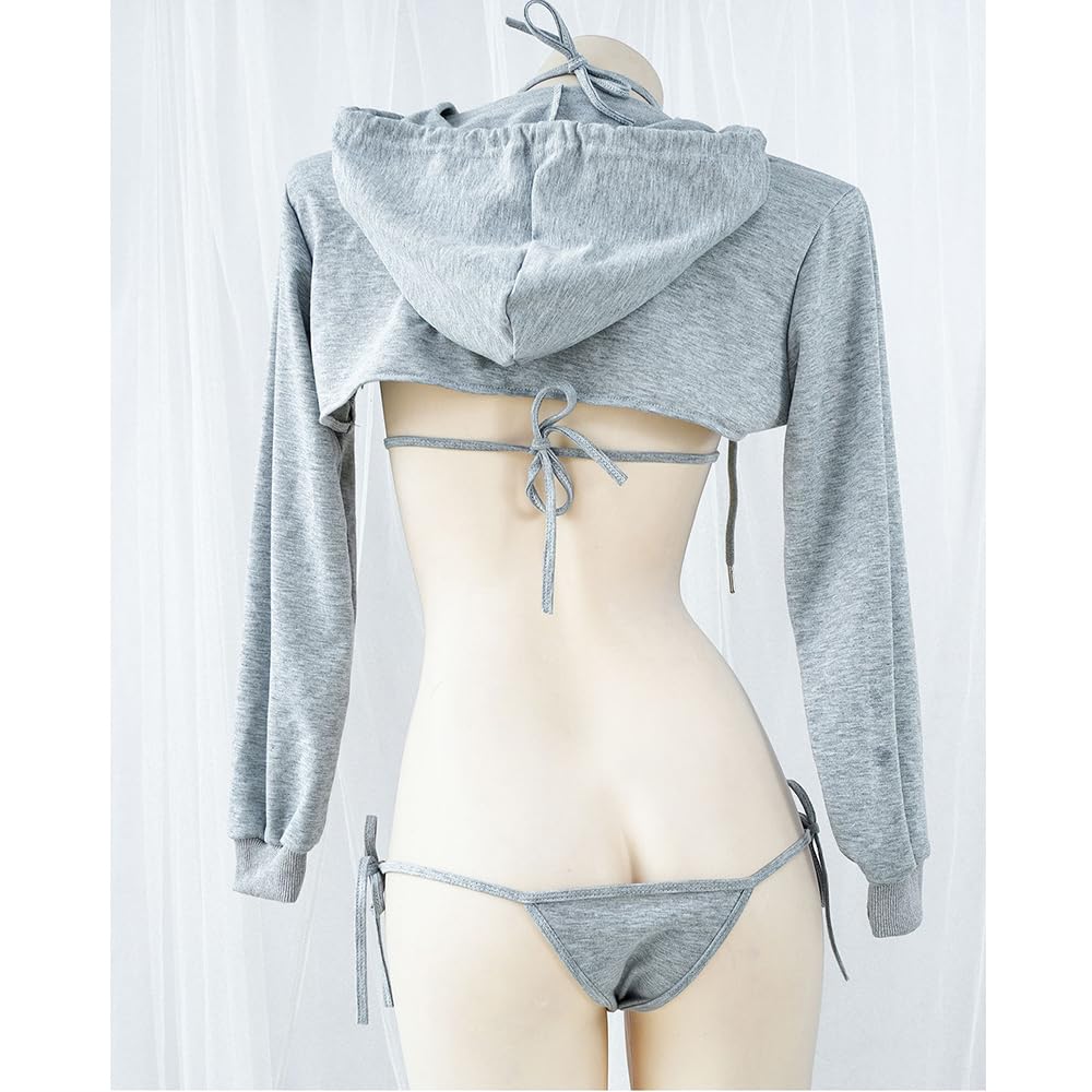Women's sexy cosplay tight fitting anime cute jumpsuit anime Japanese cute lingerie with hat anchor performance suit: Grey