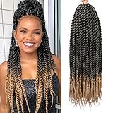 Admutty Havana Twist Crochet Hair Braids Senegalese Twist Crochet Braiding Hair (18', T1B/27#)