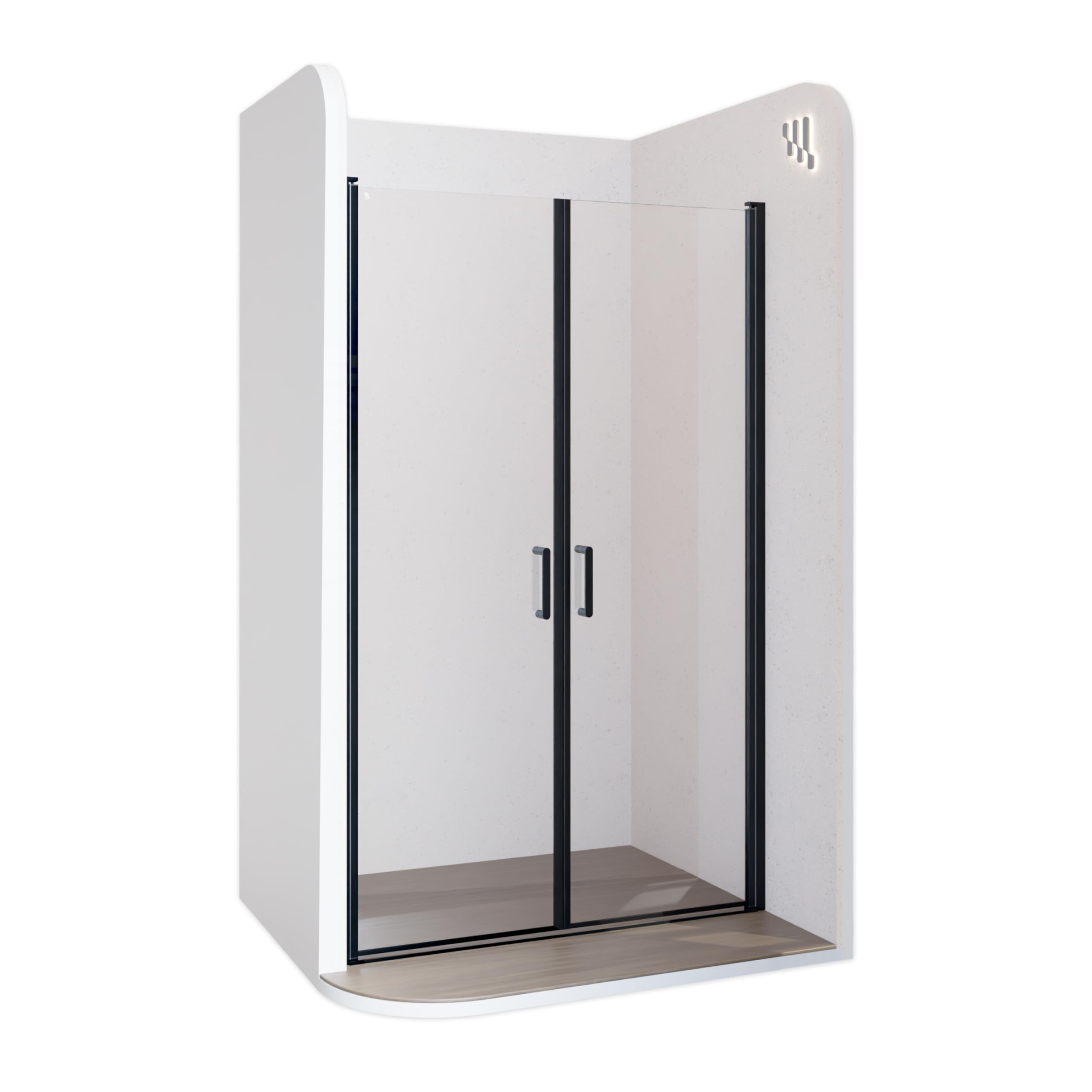 Mampara de ducha 94x190 cm rango de ajuste de 94-97 cm, altura: 190 cm, vidrio de seguridad ESG con nano transparente de 6 mm con perfiles de aluminio negro - BC
