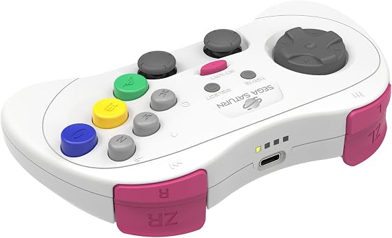 Retro-Bit SEGA Saturn® 2.4GHz Wireless Pro Controller for Sega Saturn, Sega Mega Drive Mini, Switch, PC, Mac - White
