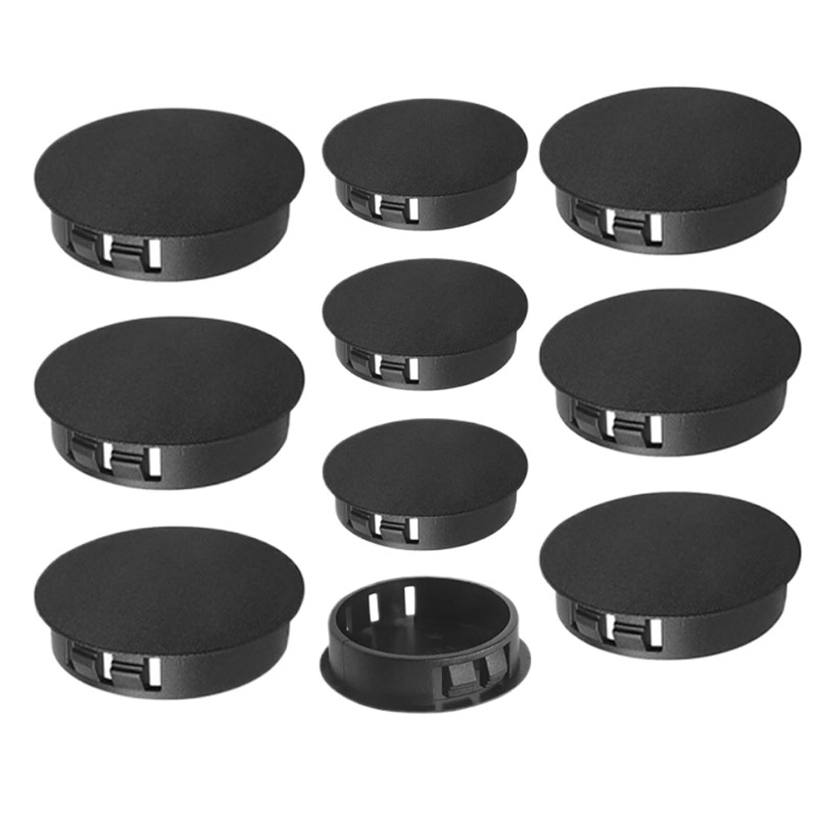 Plastic Hole Plugs 5mm-100mm Black Nylon Round Snap-on Locking Tube Circular Fastener Cover(13mm-50Pcs)