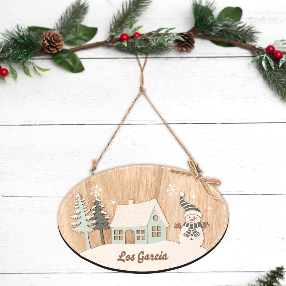 Transparent Gift Adorno Personalizado de Madera para Puertas con Texto. Bolas de Navidad para Personalizar. Bolas Navidad Personalizadas. Adornos Colgantes de Madera. Adornos de Navidad para la Casa