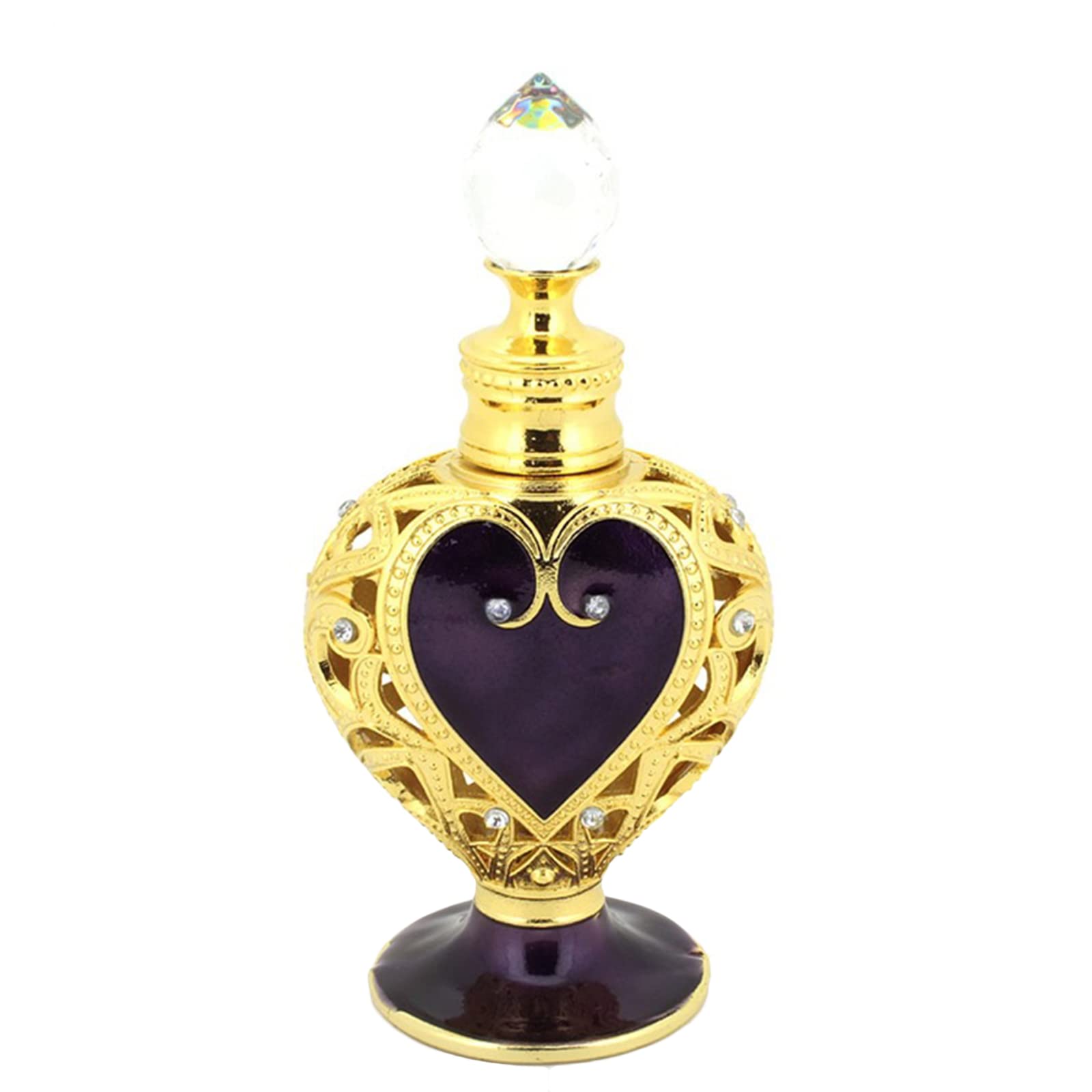 Dubai Arabic Style Perfume Bottle Essence Oil Rhinestone Perfume Bottle Makeup Sub-Bottling Empty Refillable Bottles Fragrance Container (Purple Love, 12 mL)