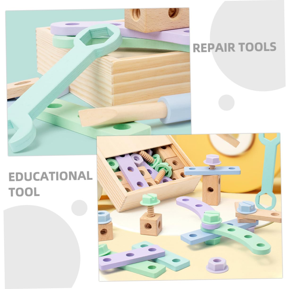 HONMEET 1Set Wooden Tool Building for Early Education Safe and Plaything for Cognitive Development Present for Home Travel