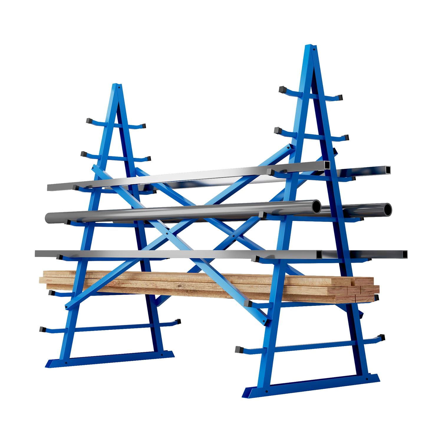 DIYTUNINGS 2000LBS Horizontal Storage Rack Lumber Large Capacity Rack, Plywood, Pipe, Metal Trim Organizer Adjustable Load-Bearing Arm, Garage, Shop,