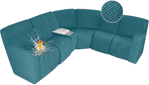 Miniatura 57 de ALIECOM Fundas 100% impermeables para sofá seccional reclinable en forma de L, funda elástica para sofá seccional reclinable de esquina, protector