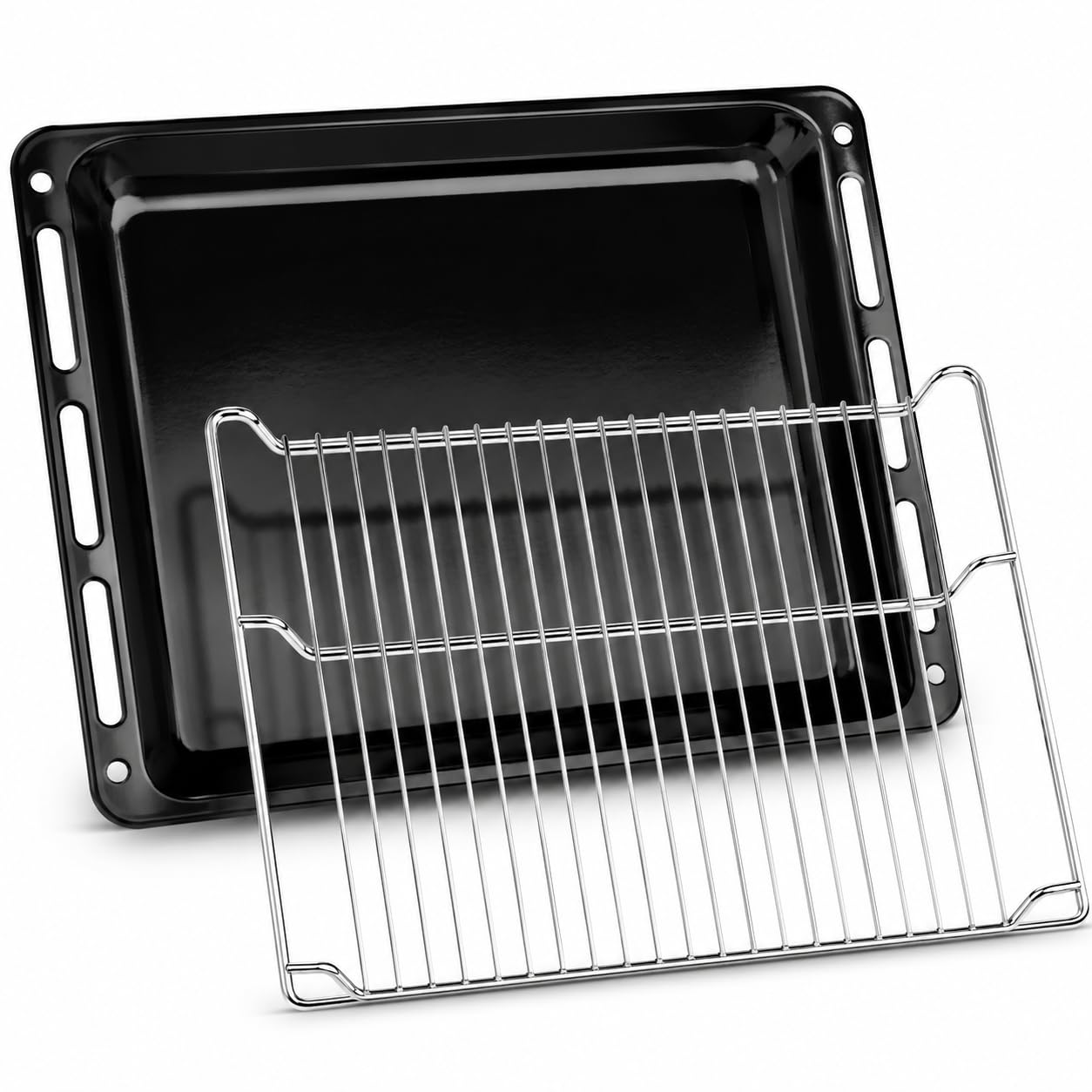 vhbw Set de 2 uds. (1x bandeja de horno, 1x rejilla) para diversos hornos por ej. compatible con Bosch - 45,5x36,1/37,5x3cm