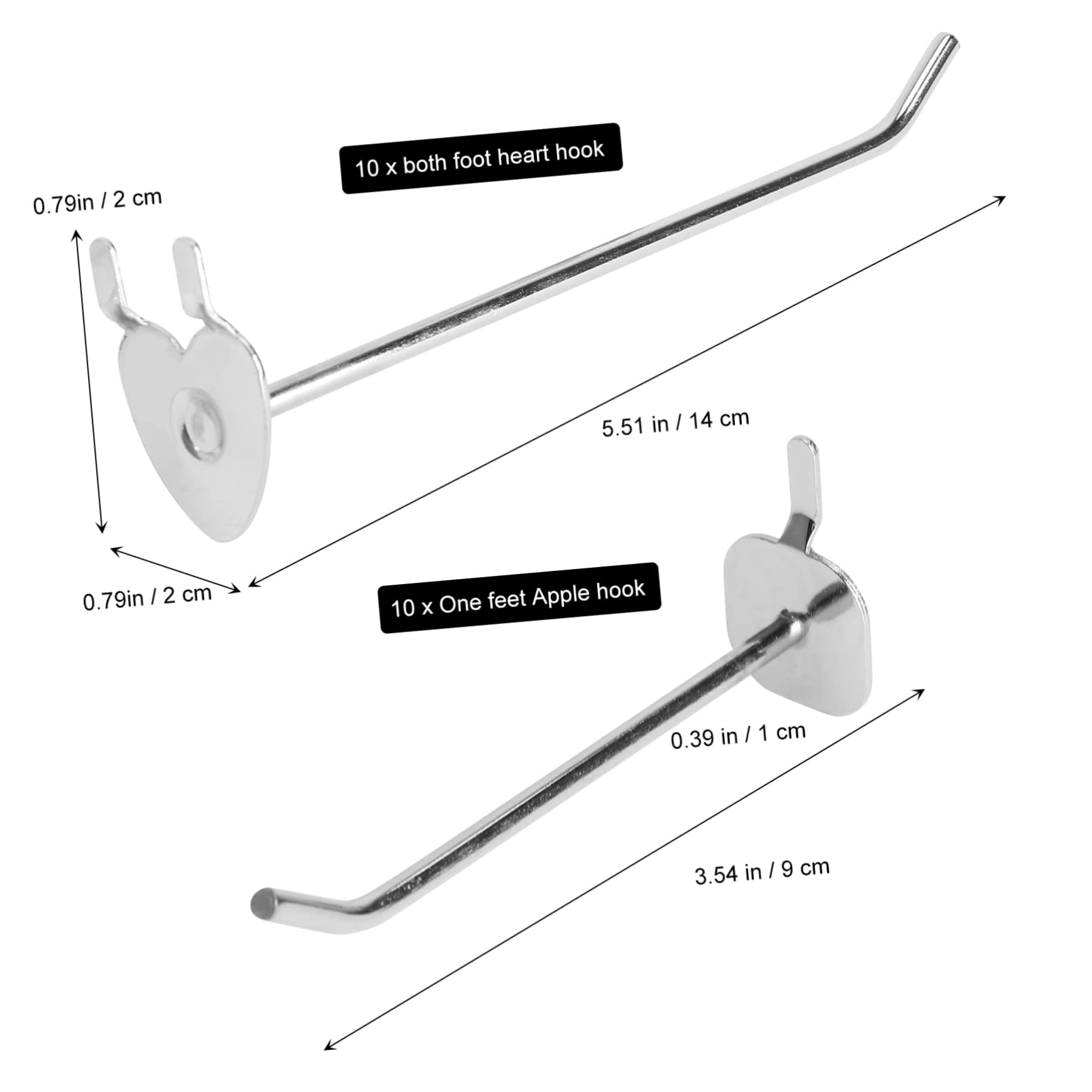 FUNOMOCYA 20pcs Iron Hole Board Hooks for Supermarket Exhibition Display Heart-Shape Design Strong Load-Bearing