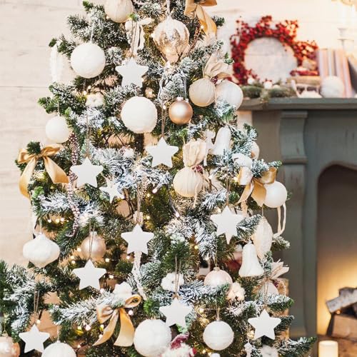 Apipi APIPI-XMAS-TREE-WOOD-STAR-W-12PCS 12 Pcs Christmas Farmhouse Star Ornaments thumb #1