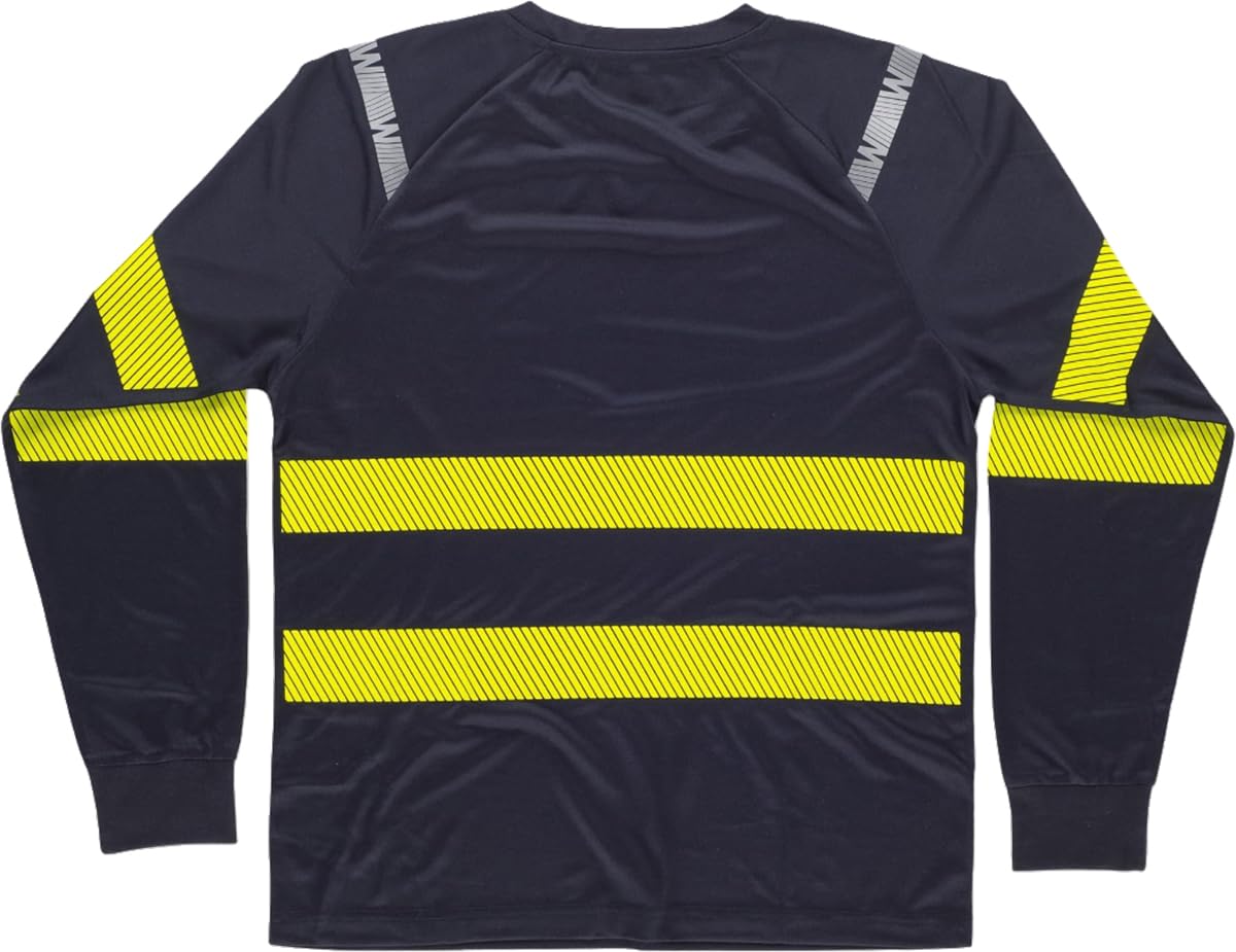 WORKTEAM Camiseta Manga Larga Alta Visibilidad con Cintas Reflectantes Segmentadas, Cuello Redondo, ISO 20471 Clase 1. Unisex