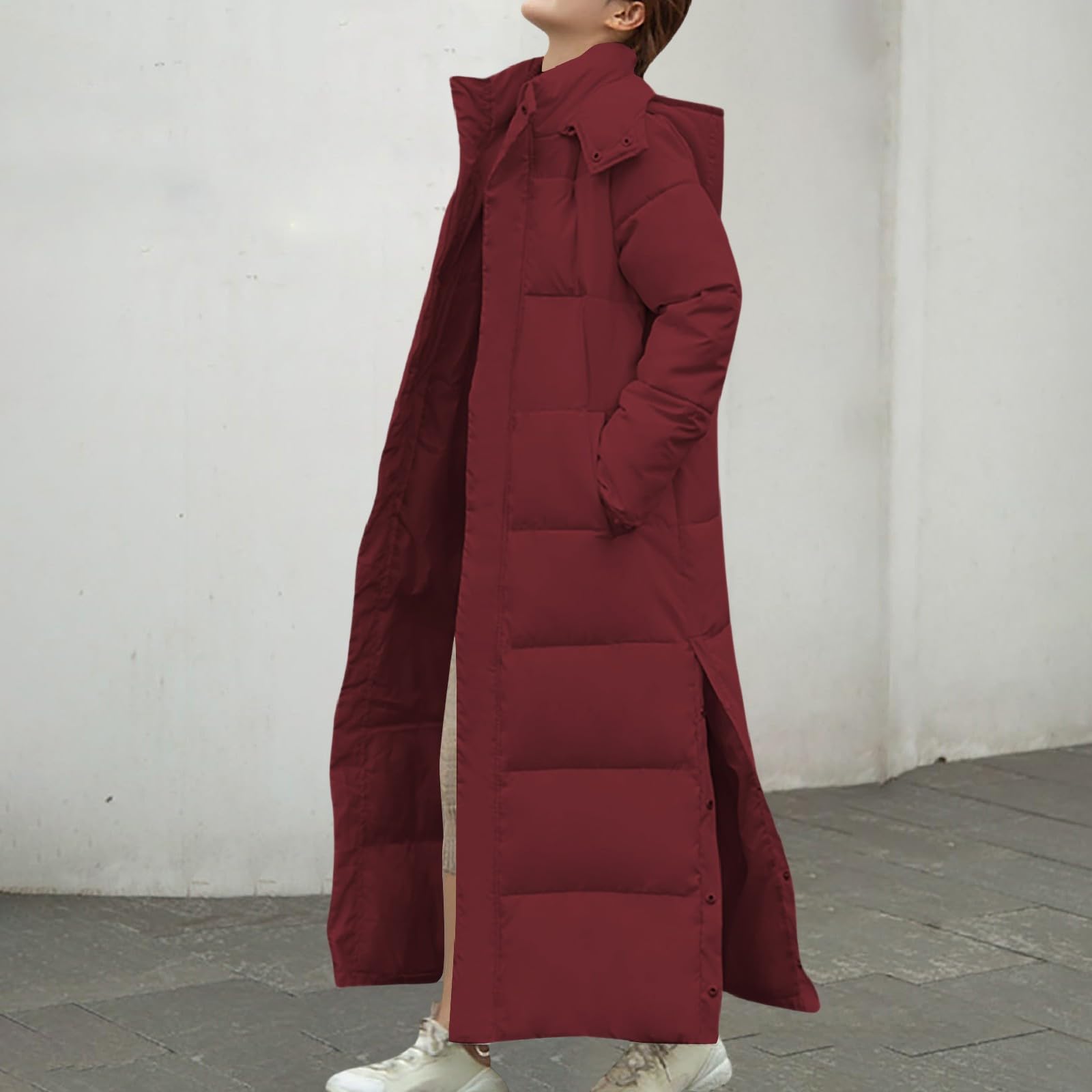 Genérico Płaszcze Damskie Outlet Długi Z Kapturem Kurtka Zamek Błyskawiczny Ciepły Wiatroodporny Slim Fit Wodoodporna Kurtka Outdoor Pluszowy Płaszcz Zewnętrzny Z Talią I Narciarstwem