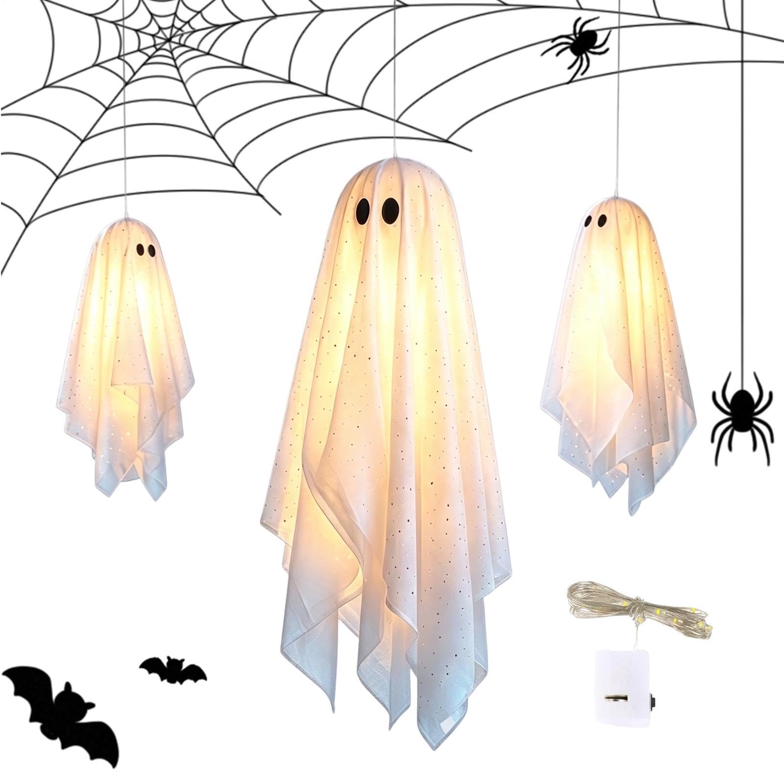 Fantasma Oscilante De Halloween 3 Piezas Mini Props Foto De 3 Niveles