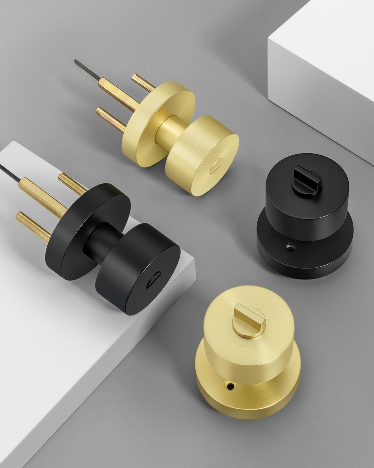 Brushed Gold Door Knobs - 6 Pack Interior Doorknobs -8