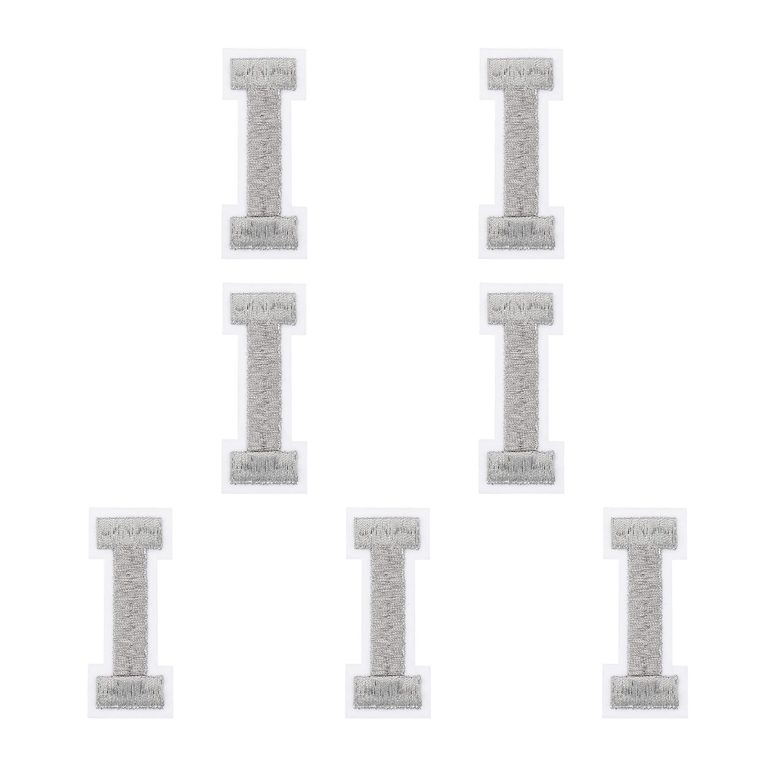 sourcing map 7 Pcs Iron-on Letter Patches, 2.4 Inch Iron-on Letter-I for Clothing Alphabet Embroidery Applique Patches for Clothes Hats Jeans Jacket Backpacks DIY Accessories, Silver