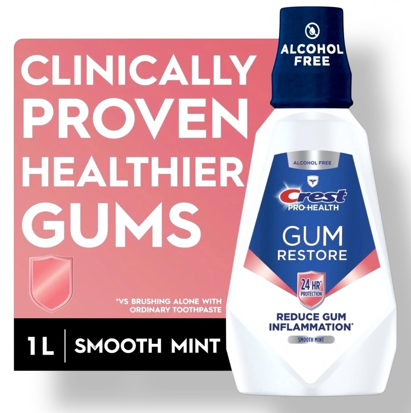 Crest, Gum and Breath Purify Oral Rinse Smooth Mint, 33.8 Fl Oz